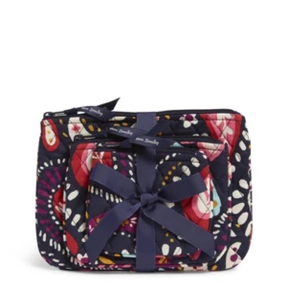 Vera Bradley Set of 3 Makeup Bags in Painted Paisley pattern Free Shipping NWT - Picture 2 of 4